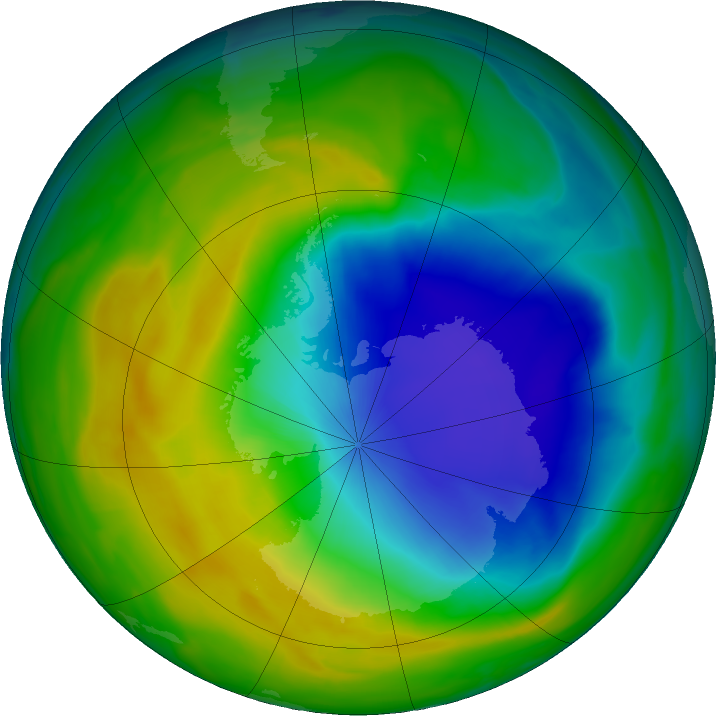 Antarctic ozone map for 16 November 2018